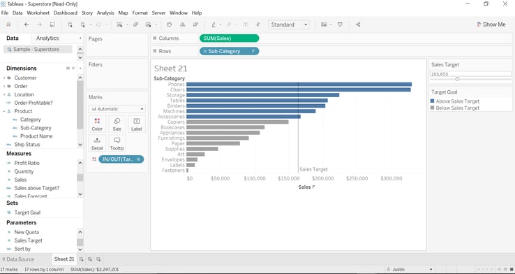 How to Create an Interactive Target Line in Tableau